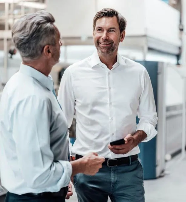 Hopkins team members in conversation